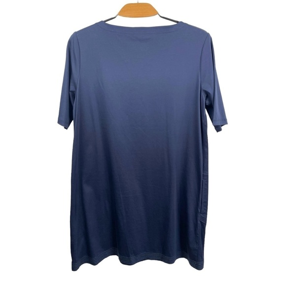 ATM Anthony Thomas Melillo Navy Cotton Round Nneck Short Sleeve Dress Size L - Picture 3 of 7